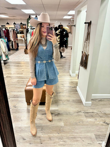 Lyndi V-Neckline Denim Romper
