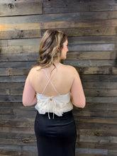 Load image into Gallery viewer, Cascading Ruffle Lattice Tie Top