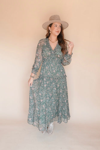 Harmony Sage Floral Maxi Dress