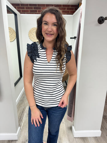 Mia Navy Stripe Top