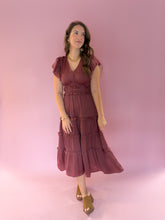 Load image into Gallery viewer, Clara V-Neck Tiered Midi Dress