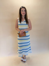 Load image into Gallery viewer, April Light Blue Crochet Midi Dress