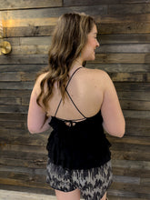 Load image into Gallery viewer, Cascading Ruffle Lattice Tie Top