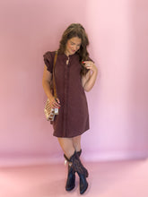 Load image into Gallery viewer, Blaire Wine Button Down Dress