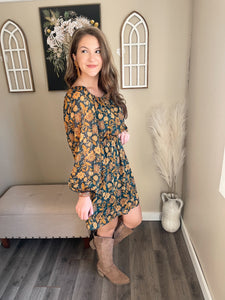 Ella Teal Floral Dress