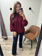 Load image into Gallery viewer, Sophia Burgundy Textured Top