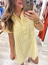 Load image into Gallery viewer, Gracelyn Lemon Gingham Dress