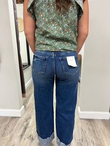 High Rise Wide Leg Cuffed