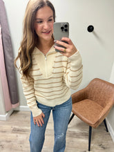 Load image into Gallery viewer, Nicole Stripe Half Zip Sweater