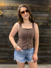 Load image into Gallery viewer, Cora Tailored Square Neck Buttoned Corset Top