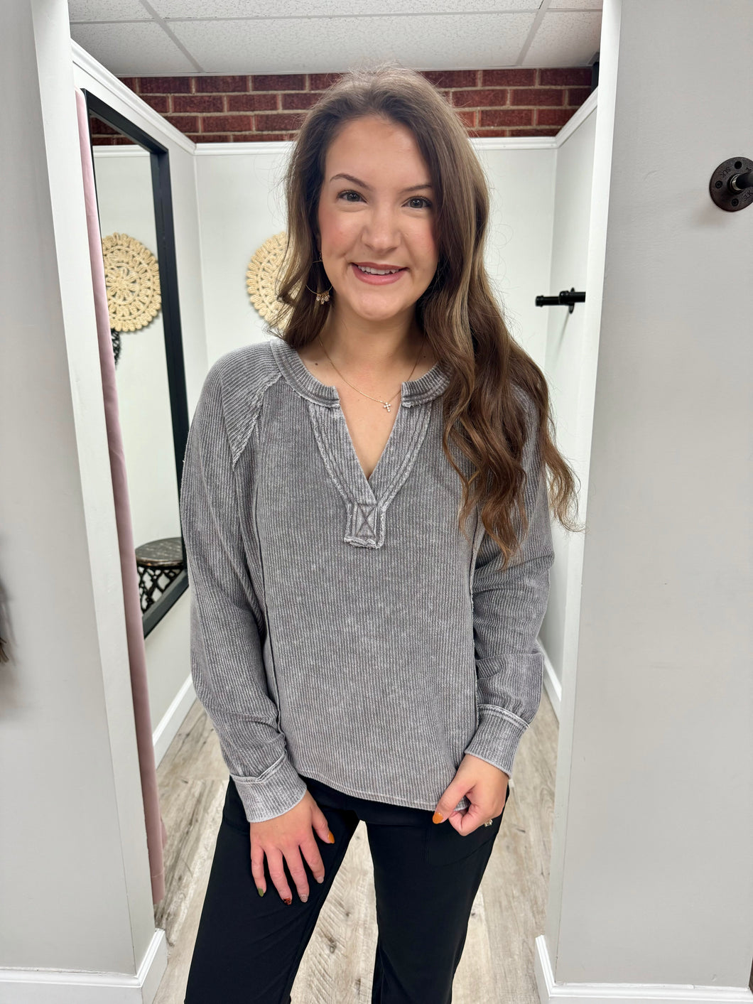 Olivia Ribbed Wash Top