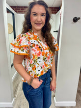 Load image into Gallery viewer, Leah Floral Ruffle Top