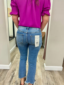 High Rise Crop Straight Slim Jeans
