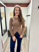 Load image into Gallery viewer, Emily Mocha Pleated Top