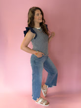 Load image into Gallery viewer, Meleah Textured Stripe Ruffle Top