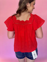 Load image into Gallery viewer, Mariah Red Eyelet Top