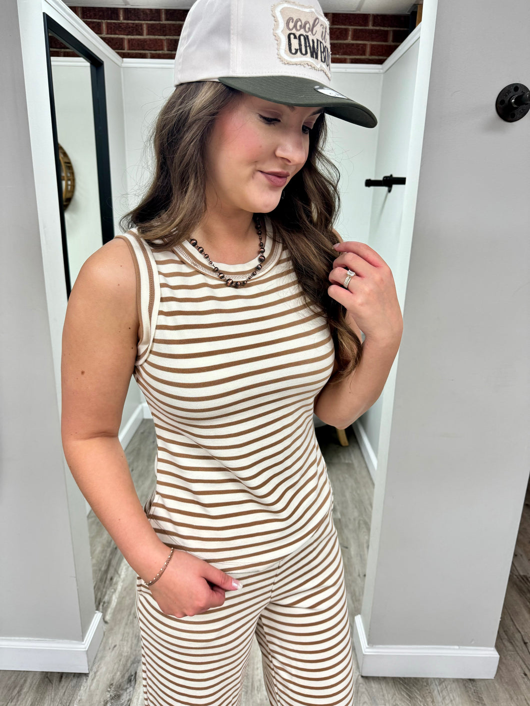 Lydia Stripe Taupe Top
