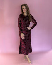 Load image into Gallery viewer, Amelia Burgundy Velvet Floral Dress