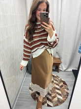 Load image into Gallery viewer, Ruthie Camel Satin Skirt