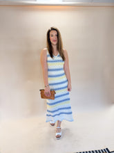 Load image into Gallery viewer, April Light Blue Crochet Midi Dress