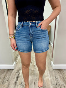Mid Rise Turn Up Cuff Shorts