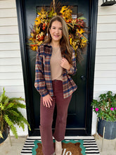 Load image into Gallery viewer, Leslie Brown/Navy Plaid Top