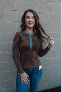 Amy Striped Two Tone Top