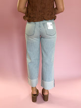 Load image into Gallery viewer, Stripe High Rise Cropped Cuff Wide Leg