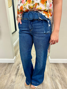 HR Wide Leg Belted Denim