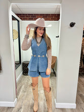 Load image into Gallery viewer, Lyndi V-Neckline Denim Romper