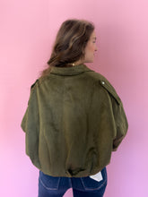 Load image into Gallery viewer, Kira Olive Suede Cropped Jacket
