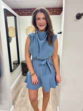 Load image into Gallery viewer, Callie Blue Cowl Neck Mini Dress