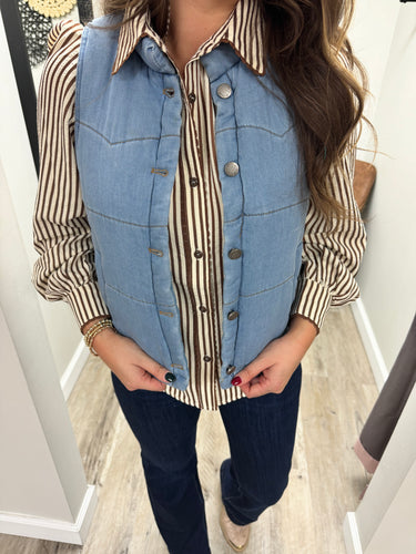 Vintage Wash Denim Puffer