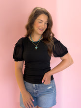 Load image into Gallery viewer, Ivy Black Textured Top