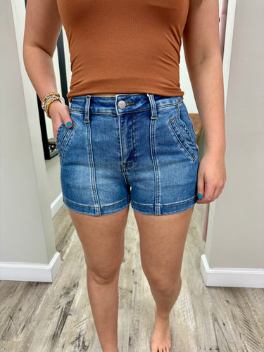 High Rise Front Seam Shorts