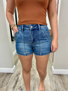 High Rise Front Seam Shorts