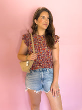Load image into Gallery viewer, Lily Burgundy Floral Top