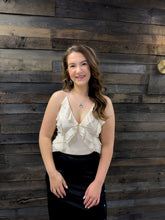 Load image into Gallery viewer, Cascading Ruffle Lattice Tie Top