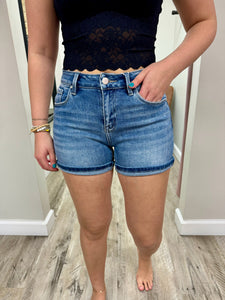 Mid Rise Turn Up Cuff Shorts