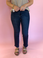Load image into Gallery viewer, Mid Rise Dark Wash Ankle Straight Denim