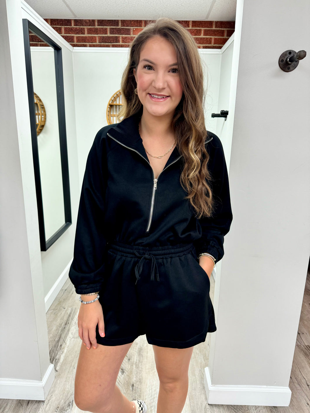 Greta Black Romper