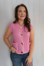 Load image into Gallery viewer, Chloe Pink Button Knit Vest