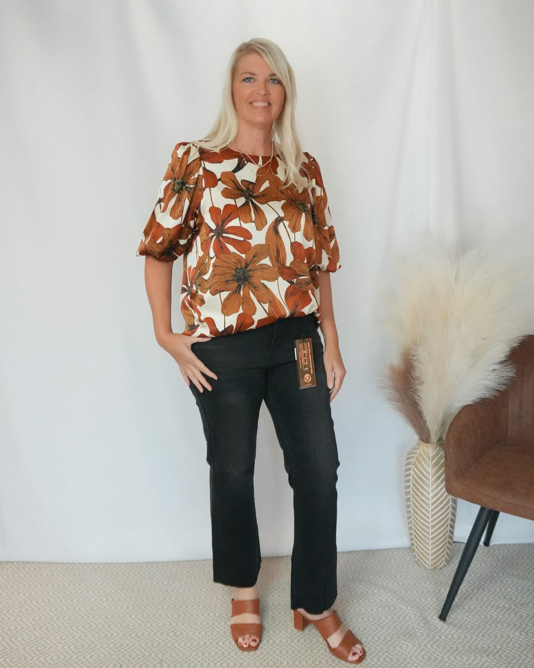 Erika Rust Floral Top