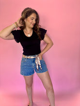 Load image into Gallery viewer, Cora Black Flutter Sleeve Bodysuit