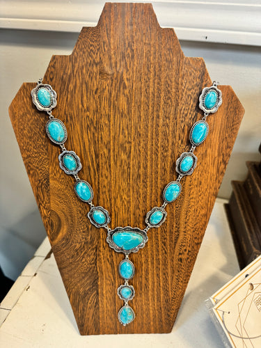 Turquoise Stone Necklace W/ Earrings
