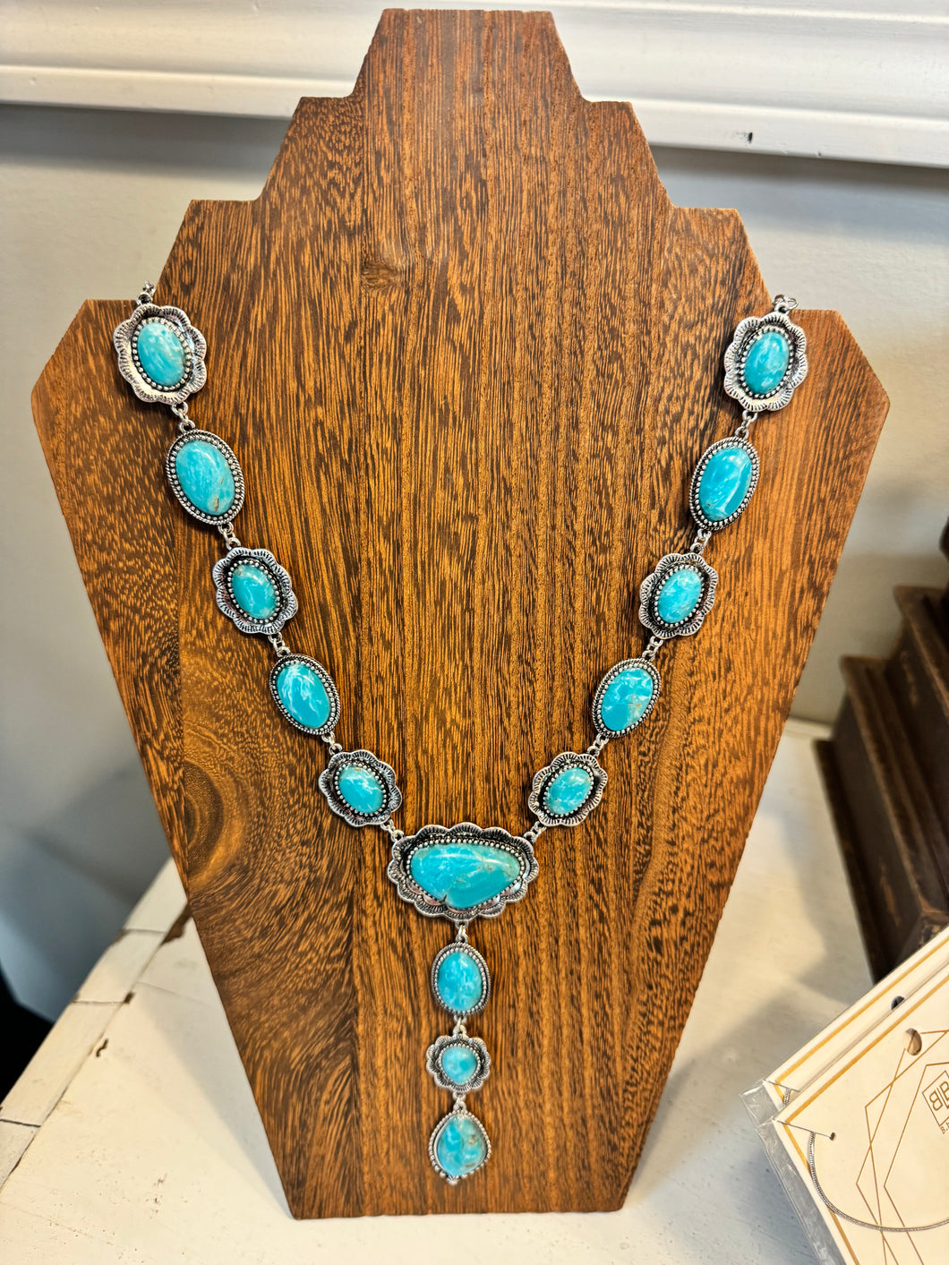 Turquoise Stone Necklace W/ Earrings