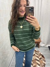 Load image into Gallery viewer, Tilly Stripe Forest Green Sweater