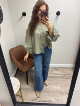 Load image into Gallery viewer, Blair Green Pinstripe Blouse