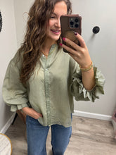 Load image into Gallery viewer, Blair Green Pinstripe Blouse