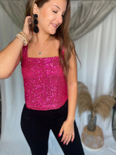 Load image into Gallery viewer, Logan Fuchsia Sequins Top